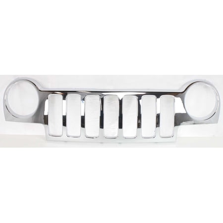 Grille Assembly Compatible with 2002-2004 Jeep Liberty Shell Chrome