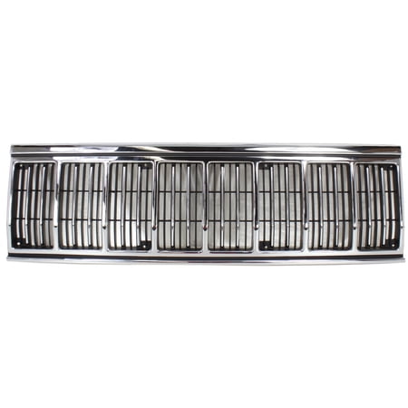 Grille Assembly Compatible with JEEP CHEROKEE 91-96 Chrome Shell/Ptd-Black Insert