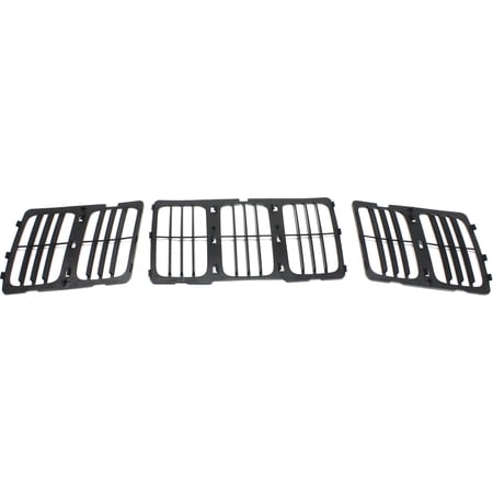 Grille Assembly Compatible with JEEP GRAND CHEROKEE 14-16 Louvered Insert Textured Black - CAPA Certified