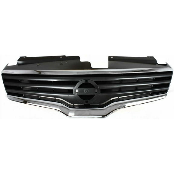 Grille Assembly Compatible with Nissan Altima 2007-2009 Chrome Shell/Painted-Dark Gray Insert Sedan