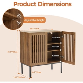 Grille Buffet Cabinet with Storage, Sideboards 2 Doors with Metal Base and Adjustable Shelf for Kitchen, Coffee Bar, Dining Room, Entryway, Hallway,Living Room