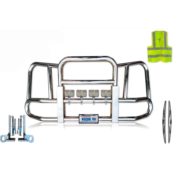 Grille Bumper Deer Guard for Kenworth T680 2011-2021  Semi Truck- Chrome (Kozak Aftermarket)