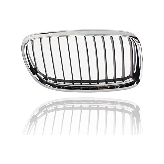 Grille - Compatible/Replacement for '09-11 BMW 3-Series Sedan, 09-12 Wagon (Exclude M3) - Chrome Frame, Black Vents, Right Hand - Passenger - 51137201968