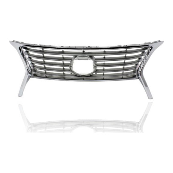 Grille - Compatible/Replacement for '13-15 Lexus RX350 F-Sport (Canada-Built) 6Speed/FWD - Upper Chrome Outer Frame, Silver Billet, Emblem Provision - 531010E160