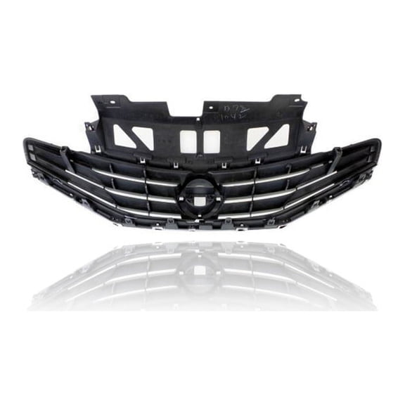 Grille - Compatible/Replacement for '14-16 Nissan Versa Note Hatchback (Exclude SR) - Main Standard, Gray Frame Chrome Trim, With Emblem Provision - 623103VY0A CAPA