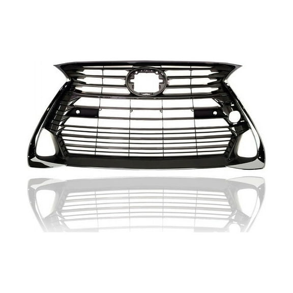 Grille - Compatible/Replacement for '16-20 Lexus GS200t/300/350/450h Base - Chrome Frame, Black Bar Insert With Sensor Hole, With Emblem Provision - 5310130870 CAPA