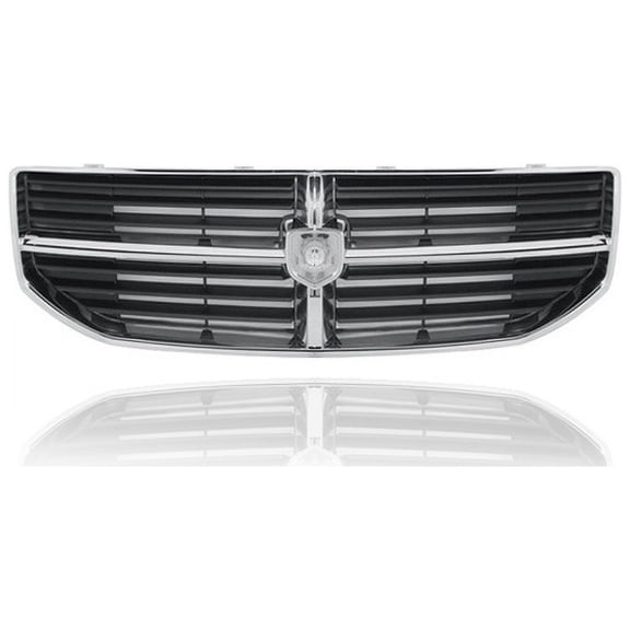 Grille - Compatible/Replacement for '07-12 Dodge Caliber - Matte Dark Gray With Chrome Molding, Emblem Provision - 68043938AA