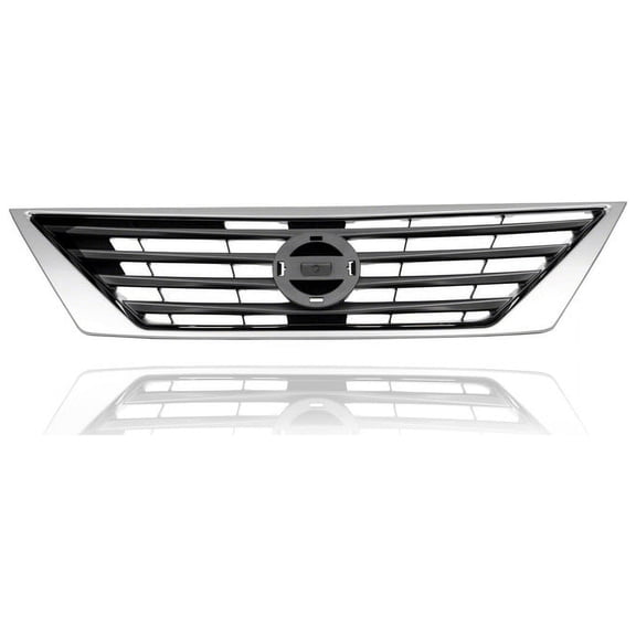 Grille - Compatible/Replacement for '12-14 Nissan Versa Sedan SV/SL - Main Chrome Frame, Black Insert, With Emblem Provision - 623103BA5A CAPA