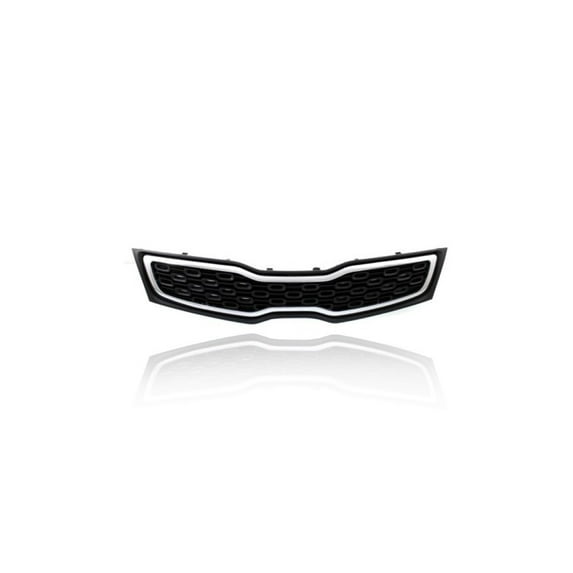 Grille - Compatible/Replacement for '12-15 Kia Rio Sedan - Main Upper Chrome Frame, Black Insert - 863501W010
