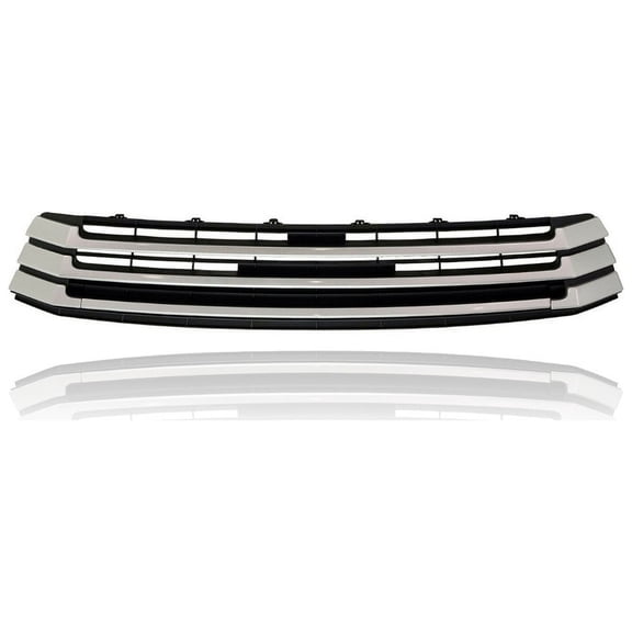 Grille - Compatible/Replacement for '17-19 Toyota Highlander/Hybrid LE/Plus/XLE - Silver Frame Without Camera Hole - 531020E070
