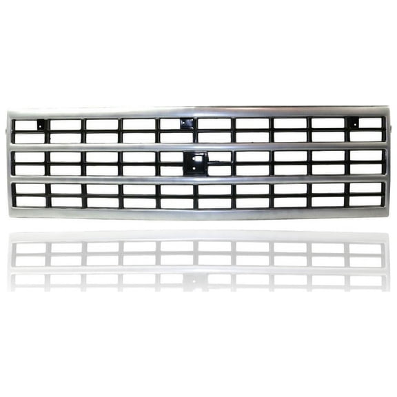 Grille - Compatible/Replacement for '89-91 Chevrolet C/K-Pickup With Single Square Lamp - Silver/Gray, Emblem Provision - 15628797