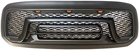 Geelife Fit 13-23 Dodge Ram 1500 Rebel Style Front Bumper Grille W Led Light Gloss Black