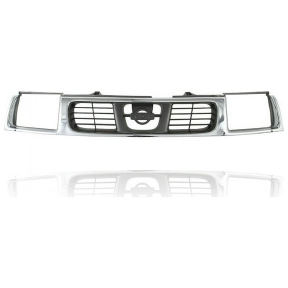 Grille - Cooling Direct Fit/For 623103S510 98-00 Nissan Frontier XE/SE - Front, Gray, With Chrome, With Emblem Provision