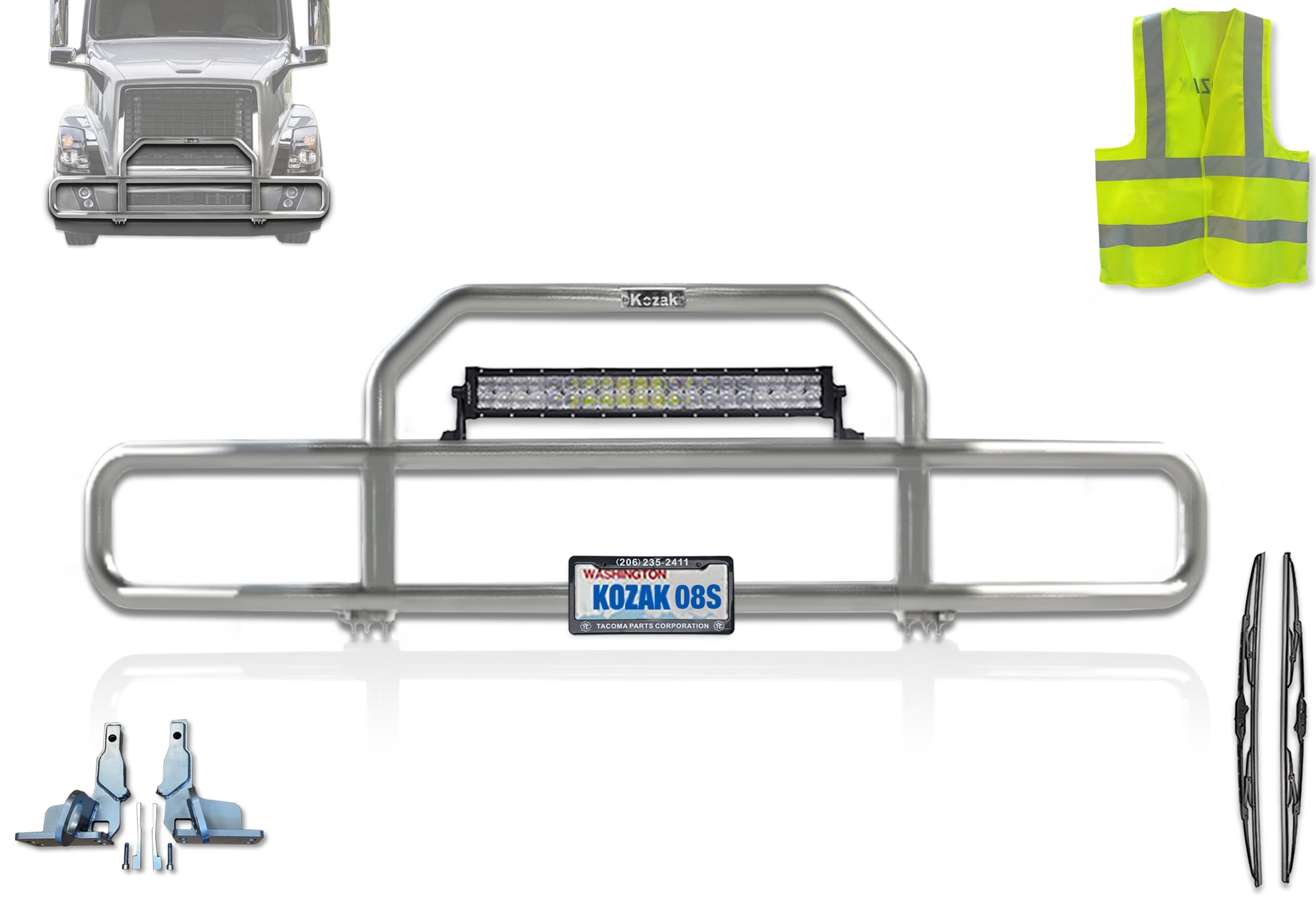 Bumper Set Pair Left Right Center with Fog Light Hole For Volvo VNL