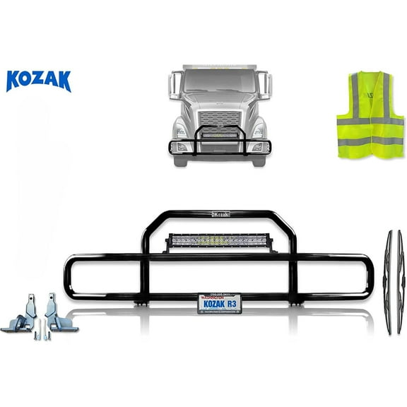 Grille Deer Moose Bumper Guard Compatible with Volvo VNL 2018+ - Black (Kozak Aftermarket)