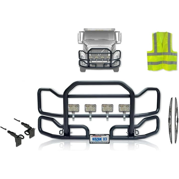 Compatible with Volvo VNL 2018+ Front Grille Deer Moose Bumper Guard - Black (Aftermarket)