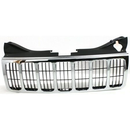 Grille For 2005-07 Grand Cherokee Chrome Shell w/ Black Insert Plastic
