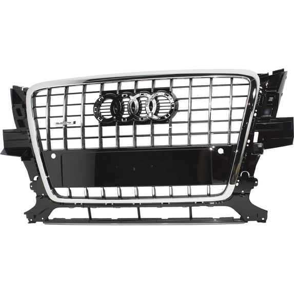 Grille For 2009-2012 Audi Q5 3.2L Engine w/ S-Line Package Gloss Black Plastic