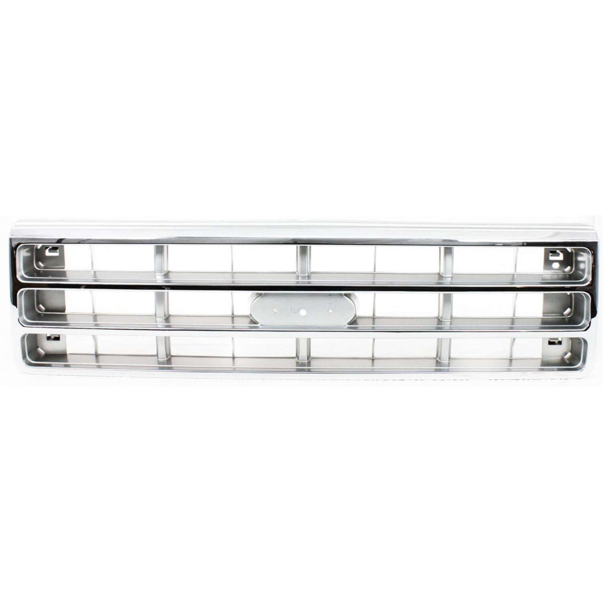 Chrome Grille Assembly For 1997-1998 Ford F-150 & F-250 - Replacement With Silver Insert, Fits Base, Lariat, XL, XLT Models