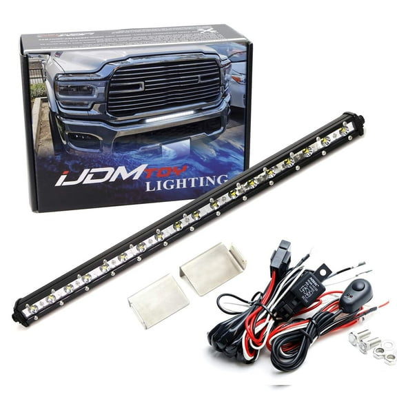 Grille Gap Mount 20-Inch LED Light Bar Kit, For 2020-up Dodge RAM 2500 3500, Includes 54W Ultra Slim Skinny LED Lightbar, Bumper/Grill Mounting Brackets, On/Off Switch Relay Wire