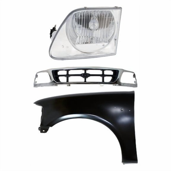 Grille Kit For 97-98 Ford F-150 Cross Bar with LH Fender and Headlight Lightning