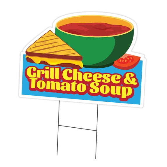 Grilled Cheese And Tomato Soup 18" x 24" Yard Sign & Stake | Advertise Your Business | Stake Included Double Sided Image | Made in The USA