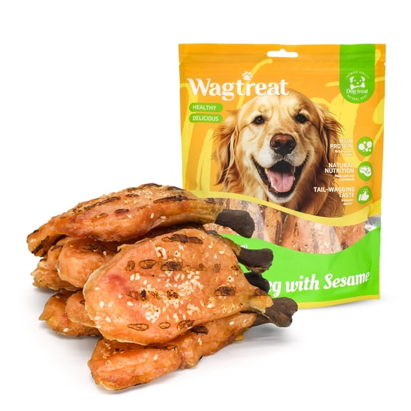Wagtreat Grilled Chicken Drumstick Treats with Sesame & Taurine, Protein Rich Dog Treats, 11 oz