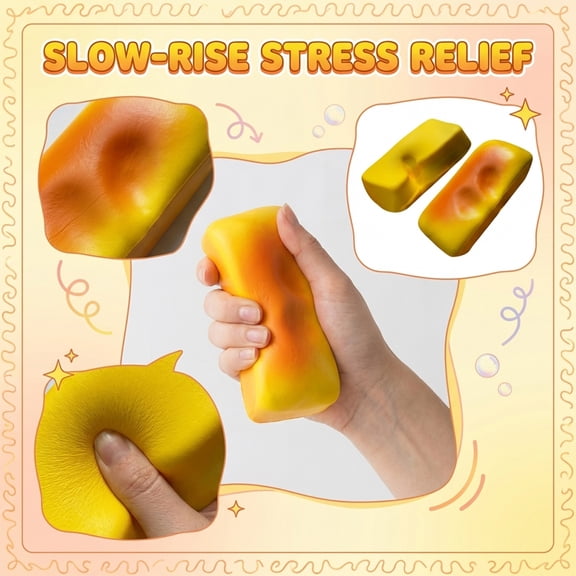 Grilled Rice Cake Slow Rising Squishy Stress Relief Fidget, Soft Sticky Dough Pinching Calming Novelty Item For Adult Comfort Food Relaxation
