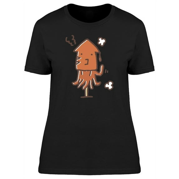 Grilled Squid Cartoon T-Shirt Women -Image by Shutterstock, Female Large