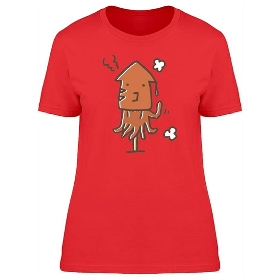 Grilled Squid Cartoon T-Shirt Women -Image by Shutterstock, Female x-Large