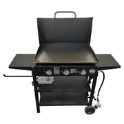 Griller's Choice Gas Griddle with Hinged Hood, Wind Guards, Front Grease Management, 4 Shelves, Propane Griddle for Outdoor Cooking, Steel Flattop Grills