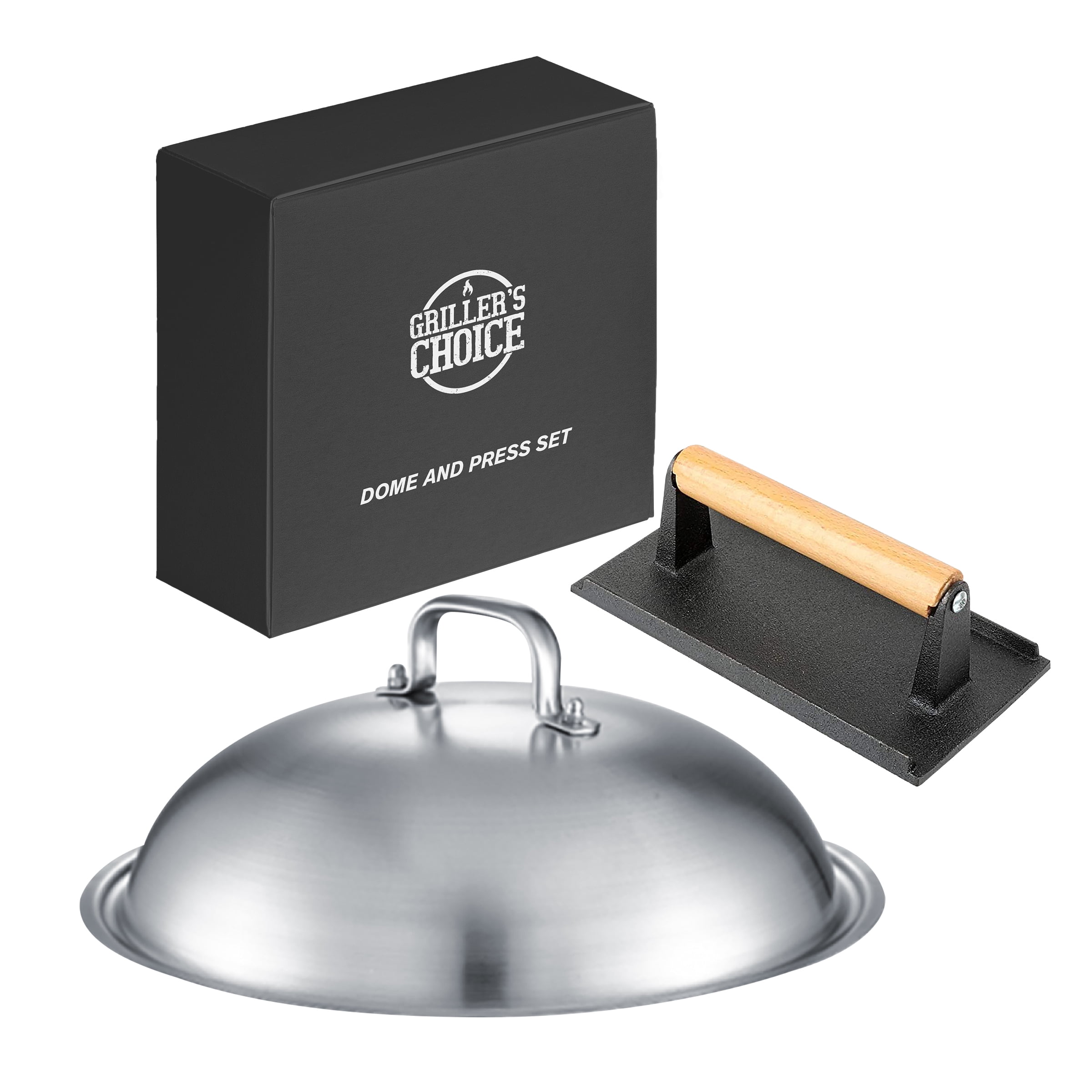 Grillers Choice Dome and Press Set, Flat Top Grill Accessories. Grill