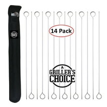 Grillers Choice Kabob Skewers, Set of 14, 15" Shish Kabob Skewers for Grilling. Made with Type 410 Stainless Steel, The Highest Grade of Stainless Steel. Strong Metal Skewers.