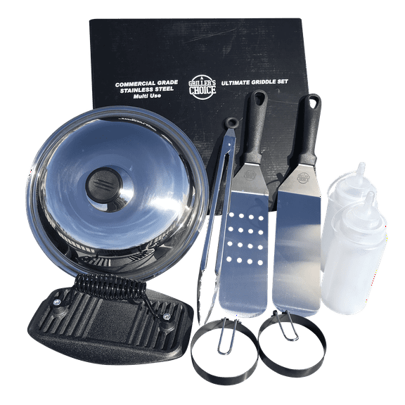 Grillers Choice - Ultimate Griddle Accessories Set - Metal Spatula Set for Blackstone and Camp Chef, Commercial Heavy Duty Stainless Steel Grilling Tools - Designed by Chef and BBQ Judge