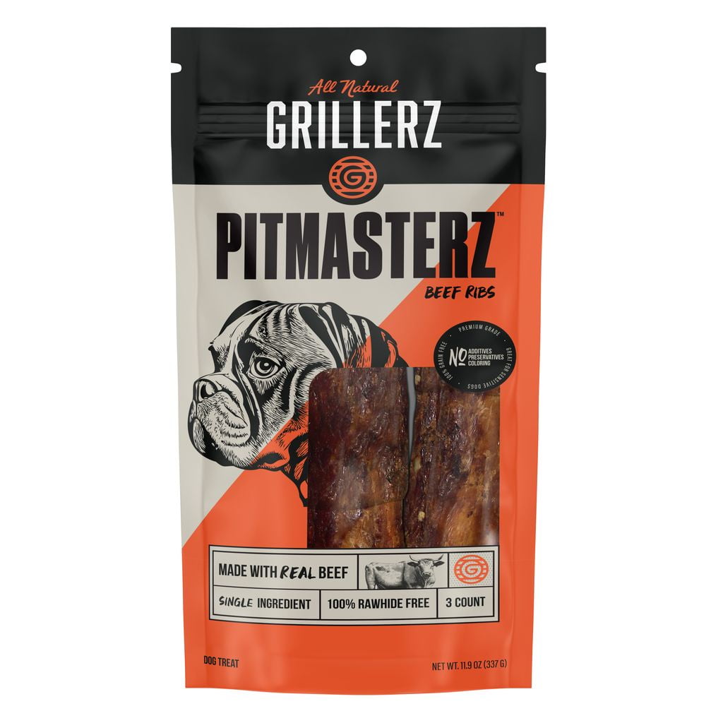 Grillerz Pitmasterz Slow-Roasted Beef Ribs Dog Treats, 3 Count, All Natural