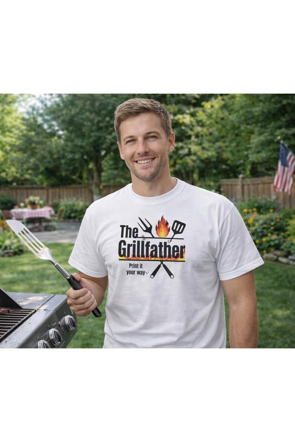 Grillfather T-Shirt BBQ Dad Graphic Tee, Funny Grill Master Barbecue Shirt for Men, BBQ Lover Gift, Fathers Day Cookout T Shirt