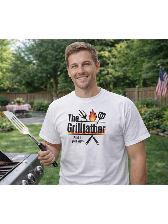 Grillfather T-Shirt BBQ Dad Graphic Tee, Funny Grill Master Barbecue Shirt for Men, BBQ Lover Gift, Fathers Day Cookout T Shirt
