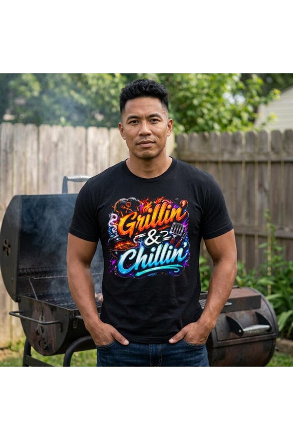 Grillin And Chillin Funny BBQ Barbecue Party Cookout Grill Master Pitmaster Dad Graphic Unisex Short-Sleeve T-Shirt Gift