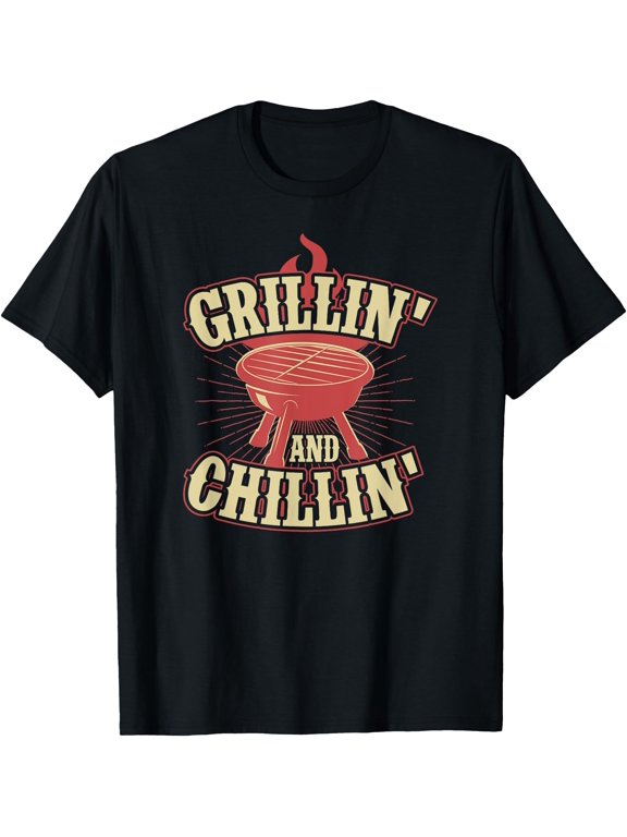 Grillin And Chillin - Grilling and Chilling Flame Grill Dad T-Shirt, Vintage Birthday Gift