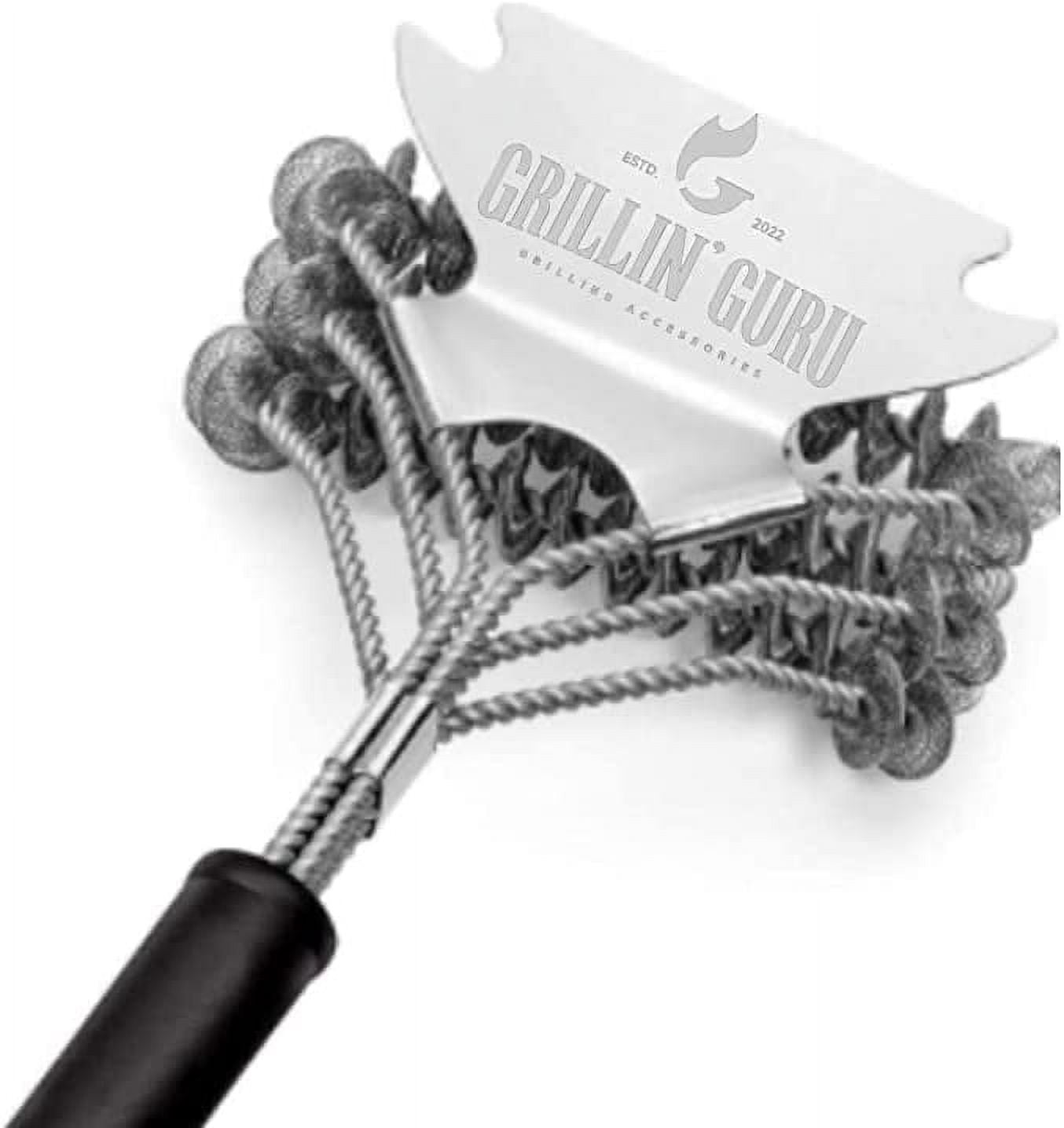 Grillin' Guru Grill Brush and Scraper Safe BBQ Brush 18'' Stainless Grill Grate Cleaner