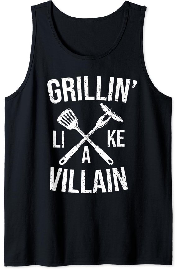 Grillin' Like A Villain Bbq Barbecue Dad Cooking Tank Top Size S-3XL