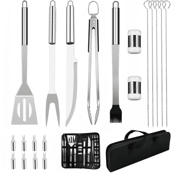 ArooickT Grill Tools Set,20 Pieces Stainless Steel Grill Kit with Case, Barbecue Utensil Tool