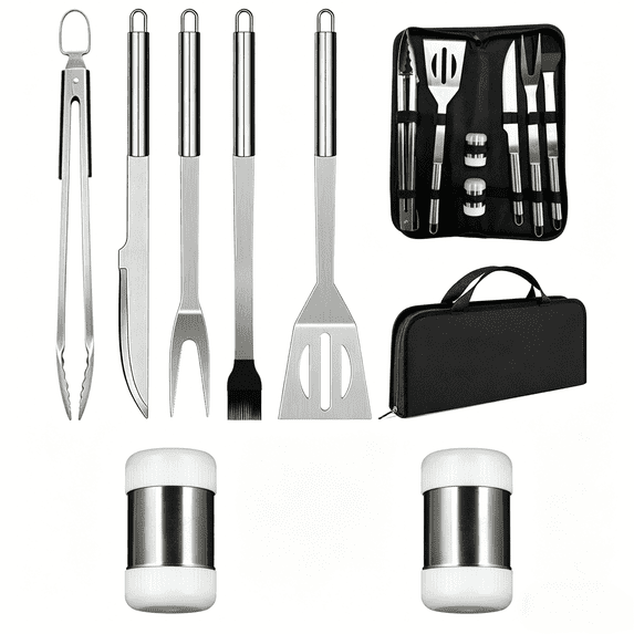 ArooickT Grill Tools Set,7 Pieces Stainless Steel Grill Kit with Case, Barbecue Utensil Tool