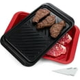 thumbnail image 1 of Grilling Deep Prep and Serve Trays, BBQ Platter for Raw Meat Marinating and Finished Cooked Food, Melamine Serving Tray, Set of 2, Cleaning Pack Included, 1 of 3