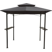 BACKYARD EXPRESSIONS PATIO   HOME   GARDEN Grilling Gazebo 8'x 5' w/ LED Lights | Barbecue Grill Canopy Tent w/Air Vent | Double Tiered for Outdoor | Coated Steel Frame | Black and Gray