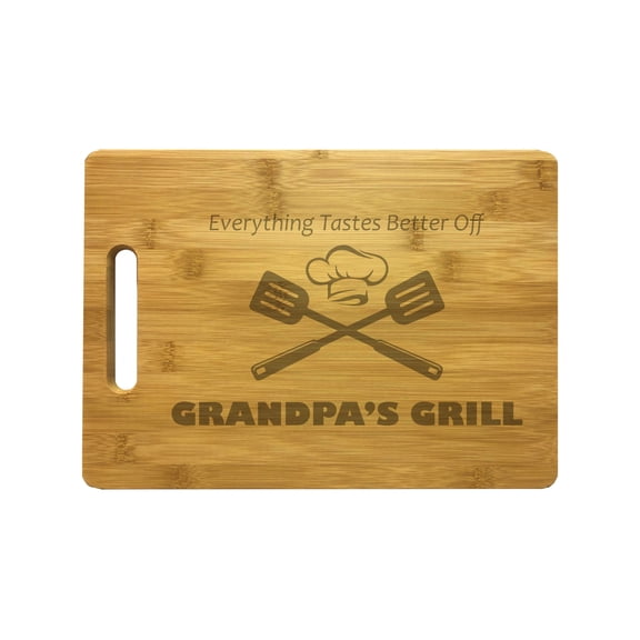 Grilling Gifts for Grandpa Everything Tastes Better Off Grandpa's Grill Engraved Natural Bamboo Wood Cutting Board Fathers Day Gift