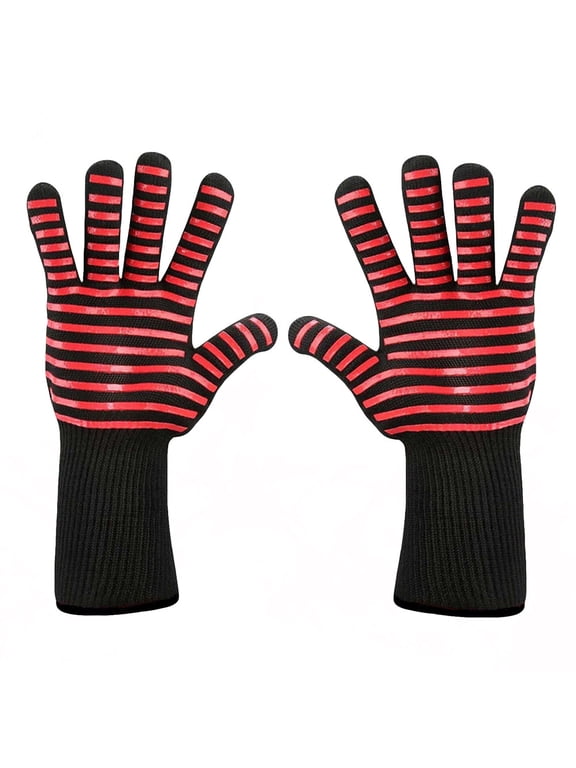 Grilling Gloves Extreme Heat Resistant, Grill Bbq Gloves For Men, Non-Slip Kitchen Oven Mitts, Hot Cooking Oven Gloves For Grilling, Frying, Baking, Welding, Fireplace Gym Gloves For Women A