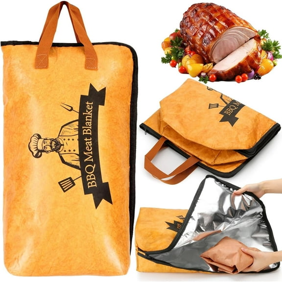 BBQ Blanket for Resting Meat, Extra Large Meat Resting Bag Reusable Smoker Grilling Meat Insulated Resting Bag with Wide Mouth for Large Brisket/Beef/Pork Shoulders/Turkeys (BBQ Blanket 21in)