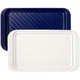 thumbnail image 1 of Grilling Prep and Serve Trays, 17 x 10.5 inch BBQ Trays for Cooked and Raw Foods, Set of 2 Melamine Serving Platters for Meats, Grill Accessories, Blue and White, 1 of 7