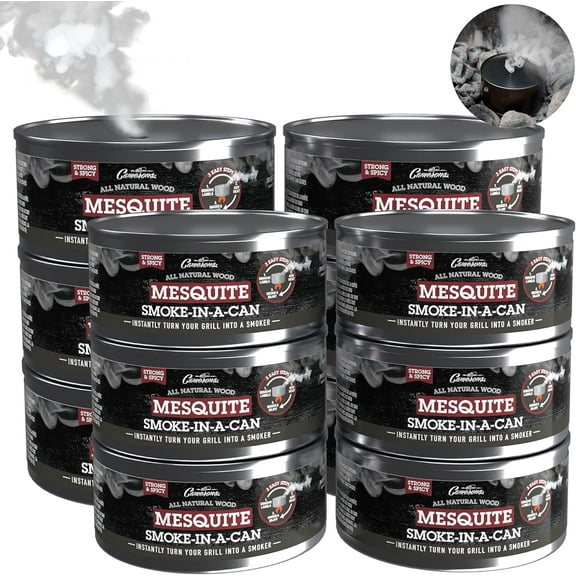 Grilling Smoke - Reusable Flavorwood BBQ Grill Smoke in a Can (12 Can Value Pack - Mesquite) - Easily Infuse Natural Wood Flavor